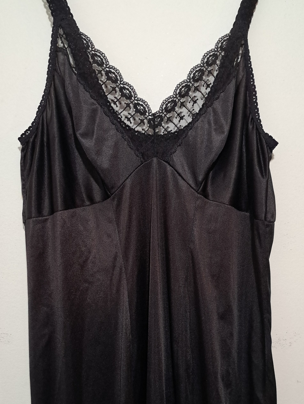 Black Lace-Trim Satin Chemise. Whimisgoth. Goth. Indy Sleeze. Romantic